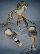 Horse rattle  $150.00 /  Deer legbone and deerhide rattles  $90.00